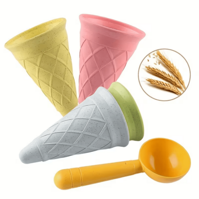 Children's Pretend Play Toy House Snow Ice Cream Cone Scoop Cup Set, DIY Snow Beach Clay Tool Toys, Beach Toys, Suitable For Party Supplies, Halloween/Christmas Gifts