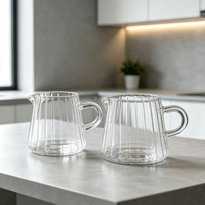 2 Stück Glaskrüge, 200 ml, zum Milchaufschäumen, geeignet für Kaffee und Tee