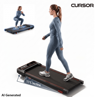 CURSOR FITNESS 5-In-1 Walking Pad With 11% Incline And Vibration Plates, 300 Lbs Capacity, Compact Under-Desk Walking Machine With Quiet 3.0HP Motor For Home And Office