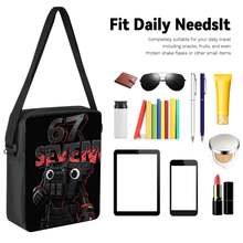 Cool Black Tactical Mecha Robot 2D Print 3-Piece Backpack Set, Large Capacity Backpack, Crossbody Bag, Pencil Case, Adjustable Wide Breathable Shoulder Straps, Side Mesh Pockets, Water Bottle Holder, Personalized Daily Commute Outdoor Storage Bag Set - Printed Bag - View 5