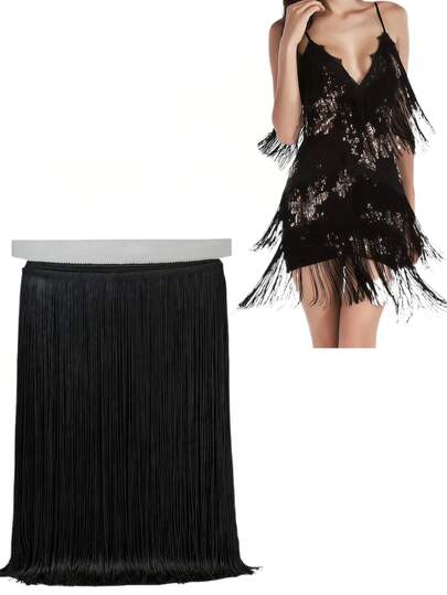 2 Yards Sewing Fringe Trim Tassel Sewing Trim Lace Polyester Fibre Tassel For Clothes Accessories Latin Wedding Dress And DIY Lamp Shade Decoration