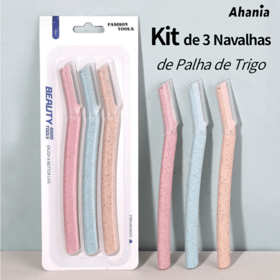 Ahania Kit de Navalhas com 3 Peças para Sobrancelha, Efeito de Palha de Trigo, Aparador/ Lâmina de Sobrancelha Feminino
