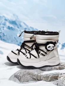CAMEL CROWN Windproof Heat-Locking Snow Boots, Winter Fleece Lined Warm Non-Slip Wear-Resistant Outdoor Cold-Proof Shoes For Women - Ivory/Black - View 1