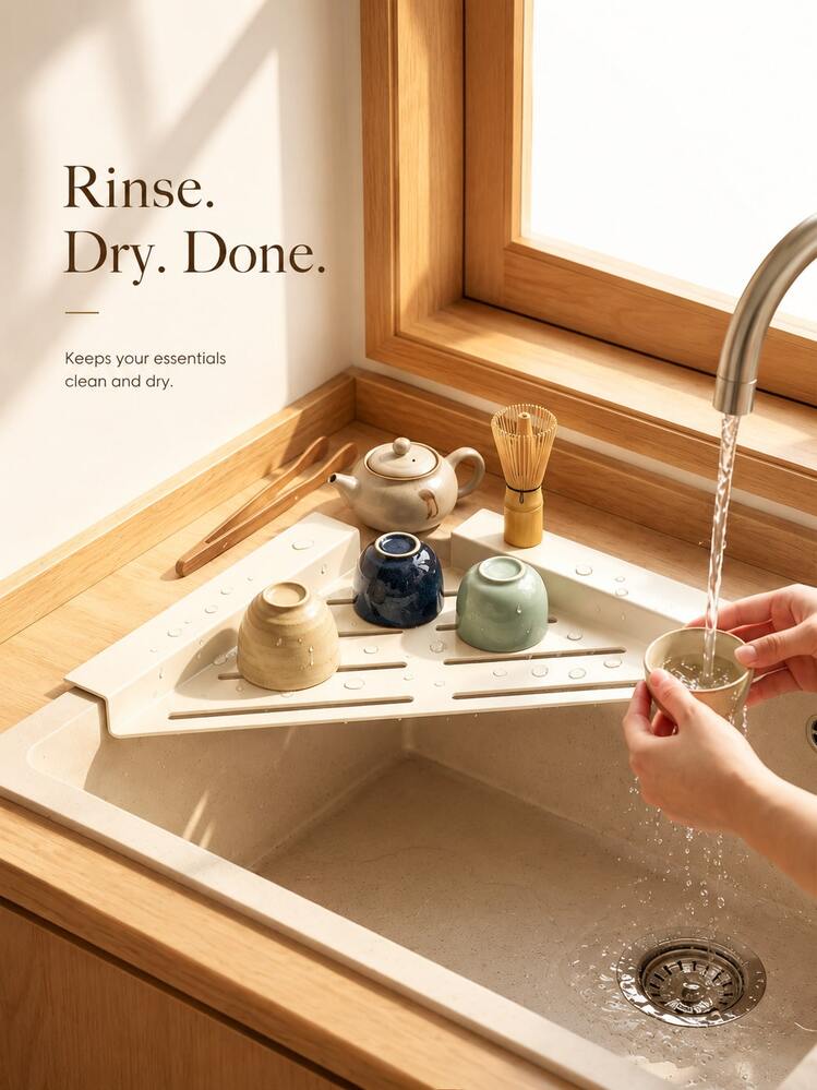 1pc Stainless Steel Triangle Sink Drain Rack, Space-Saving Sink Organizer For Sponges, Dish Soap, Dish Cloths, Brushes, Rags, Sponge Scrubbers, Kitchen Countertop Organizer Rack, Home Kitchen Supplies - Multicolor - View 5