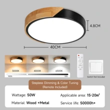 1pc Modern Minimalist LED Ceiling Light Fixture, Remote Control Semi-Recessed Metal Ceiling Light, Polypropylene Translucent Lampshade, 220V Hardwired Power Supply, No Battery Required, Living Room Bedroom Dining Room Study Indoor Home Ceiling Decorative Lighting - Ceiling Light With Wooden Frame - View 13