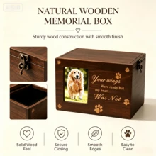 Wooden Pet Cremation Urn, Dog Ashes Casket Memorial Memory Box, Commemorative Keepsake Box For Pet Dogs Remembrance - Coffee Brown - View 2