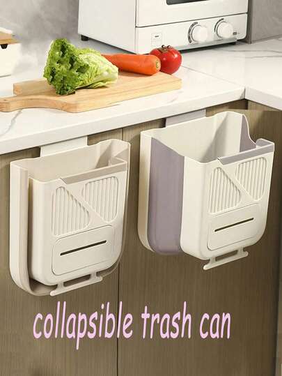Cubo de basura colgante plegable, adecuado para fiestas en el hogar de Halloween y Navidad, diseño de puerta de gabinete colgante, ahorra espacio en la encimera, almacena residuos de cocina, fácil de abrir y cerrar, preparación de comidas festivas, maneja fácilmente varios restos de comida, opción de almacenamiento de cocina