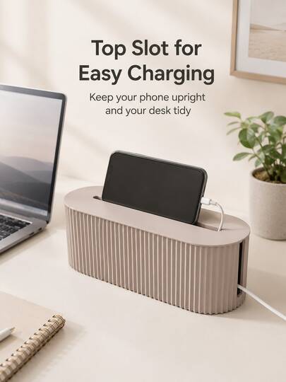 Large Capacity Desktop Cable Management Box With Lid, Power Strip Hiding Organizer Box, Long Outlet Design, Can Store Power Strips, Chargers, USB Cables And Charging Accessories, Suitable For Office Desk, Study Desk, Bedroom Nightstand, Living Room TV Cabinet And Home Office Cable Management And Desktop Storage