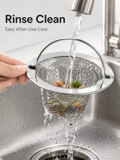 Stainless Steel Sink Strainer With A Handle And Fine-Mesh Basket; A Clog-Resistant, Easy-To-Clean Debris Catcher. This Reusable Filter Basket Is Suitable For Kitchen And Bathroom Sinks-A Practical, Year-Round Household Accessory.