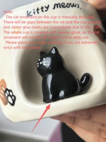 1pc Embossed Standing Cat Ceramic Mug, Personalized Creative Handmade Art Couple Mug, Breakfast Cup, Tea Cup, Coffee Cup - Perfect Birthday And Holiday Gift, Suitable For Home Use, Great Gift For Him - Multicolor - View 11