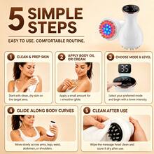 Lymphatic Detox Massager & Anti-Cellulite Massage Tool, Rechargeable Body Shaping Massager, Suitable For Legs, Arms, Abdomen, Thighs And Calves, Helps Reduce Stretch Marks And Cellulite, With Soothing Pulse, Red Light, Blue Light, Heat Therapy And Vibration Functions - White - View 9