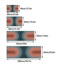 1PC Blue Gray Rust Red Concentric Arch Long Strip Carpet, Vintage Pop Style Faux Cashmere Rectangular Gradient U-Shaped Geometric Machine Washable Long Strip Rug, Suitable For Living Room Bedroom Kitchen Bedside Home Decor - Multicolor - View 3