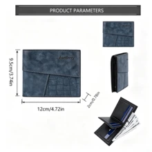 European & American Vintage Patchwork Crocodile Embossed PU Leather Men's Horizontal Short Wallet Card Holder - Multicolor - View 5