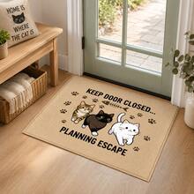 1pc Funny Cat Escape Pattern Print Faux Cashmere Kitchen Mat, Absorbent Kitchen Floor Mat, Kitchen Rug, Long Runner Mat, Sink Front Mat, Suitable For Kitchen, Bathroom, Entryway, Hallway, Laundry Room And Home Decor - Multicolor - View 2