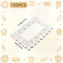 150PCS White Disposable Lace Paper Doilies, Assorted Size Rectangle Placemats, Elegant Decorative Paper Pads For Tables, Cakes, Desserts, Coffee, Crafts, Wedding Tableware And Food Packaging - White - View 14