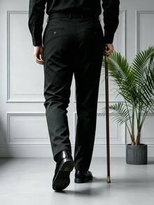 Men's Straight-Leg Suit Pants, Casual & Business Versatile, Suitable For All Seasons, Daily Wear, Great Gift For Boyfriend - Black - View 2