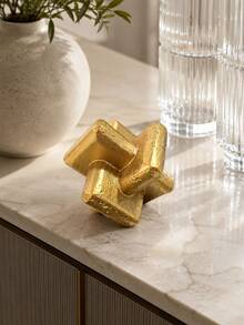 Gold Geometric Knot Resin Desktop Statue, Modern Abstract Decorative Sculpture, Luxury Home Decor Accent, Suitable For Coffee Table, Bookshelf, Mantel, Ideal Living Room Office Display Housewarming Gift - 1PC - View 9