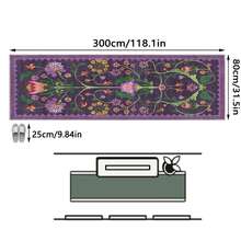 1PC Vintage Botanical Bird Totem Deep Purple Long Runner Rug, Bohemian Style Faux Cashmere Rectangular Symmetrical Floral Vine Washable Runner Mat, Suitable For Living Room, Hallway, Entryway Home Decor - Multicolor - View 12