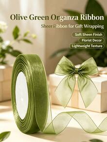 Lightweight Semi‑Sheer Organza Ribbon, Elegant Wrapping Trim Ribbon, Practical DIY Supply For Wedding Party, Flower Bouquet And Gift Box Decoration - Multicolor - View 2