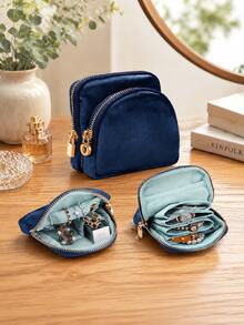 Portable Foldable Jewelry Storage Bag, Large Capacity Multi-Layer Compartments, Earring Ring Necklace Bracelet Stud Brooch Jewelry Organizer Box - Multicolor - View 2