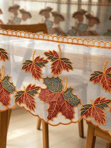 HXARTMIS 1PC Halloween Pumpkin & Maple Leaf PVC Transparent Tablecloth, Suitable For Kitchen Dining Table Decoration, Halloween Decoration, Autumn Home Decor, Daily Home Decor, Transparent Rectangular Tablecloth - Multicolor - View 4