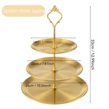 3pcs/4pcs Stainless Steel Multi-Layer Household Storage Tray, Nordic Dessert Holder, Afternoon Tea Snack Tray, Luxury Party Decoration - Gold - View 11