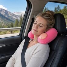 Bantal Leher Tiup untuk Perjalanan Mobil – Bantal Penopang Leher Berbentuk U Portabel untuk Mengemudi, Perjalanan Jauh & Tidur Siang di Kantor, Sandaran Kepala & Leher Ergonomis dengan Katup Pengisian Cepat - MultiWarna - View 12