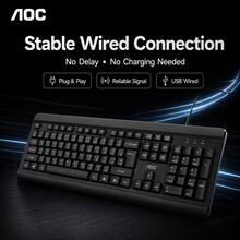 1 buah Keyboard Kantor Berkabel USB AOC KB200, Tipis, 104 Tombol Ukuran Penuh ABS Cokelat, 12 Pintasan Multimedia, 6 Tombol Anti-Ghosting, Kabel PVC 1,5m, Keyboard Ringan dan Senyap untuk PC Laptop Desktop Rumah Sekolah - View 4
