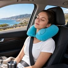 Bantal Leher Tiup untuk Perjalanan Mobil – Bantal Penopang Leher Berbentuk U Portabel untuk Mengemudi, Perjalanan Jauh & Tidur Siang di Kantor, Sandaran Kepala & Leher Ergonomis dengan Katup Pengisian Cepat - MultiWarna - View 10