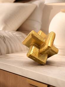Gold Geometric Knot Resin Desktop Statue, Modern Abstract Decorative Sculpture, Luxury Home Decor Accent, Suitable For Coffee Table, Bookshelf, Mantel, Ideal Living Room Office Display Housewarming Gift - 1PC - View 8