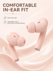 Bright Pink Bluetooth 5.4 TWS In-Ear Earbuds, Ergonomic Lightweight Skin-Friendly Ear Tips, 13MM Large Driver, Hi-Fi Stereo, 10m Stable Signal, Suitable For Commuting, Studying, Fitness, Travel, Cute Aesthetic Accessory, Perfect Birthday Gift - View 2