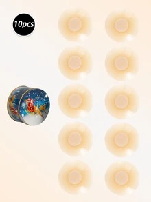 2pcs/10pcs Invisible Bra Pads, Flower Design, Soft Silicone Invisible Design, Comes With Blue Christmas Style Jar, Suitable For Daily Wear, Travel, Party, Pool, Home And Formal Occasions, Suitable For Backless Sleeveless Evening Gowns, Daily Wedding Dresses And Matching Accessories - Multi-color - View 14