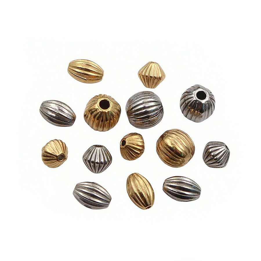 10pcs Stainless Steel Geometric Spcer Bead Charms DIY Jewelry Making Accessories For Necklace Bracelet Crafts Findings - Spacer Beads - View 1