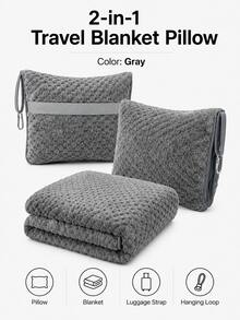 Portable 2-In-1 Travel Pillow And Blanket With Foldable Throw, Suitable For Flights, Road Trips, Train Journeys, Hotels, Offices, Business Trips And Weekend Getaways, Travel Essential And Also Suitable For Daily Use - One Size Fits All - View 15