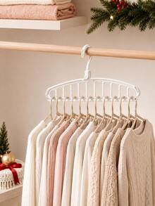 1pc/2pcs Foldable Multi-Hook Clothes Hanger, Clothing Storage Rack, Cabinet Shelf, Space-Saving Wardrobe Organizer, Durable And Lightweight, Closet Storage And Organization, Korean Style Home Decor, Space-Saving Closet - Multicolor - View 3