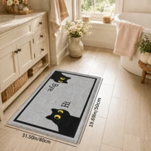1pc, Fun Black Cat Pattern Printed Faux Cashmere Kitchen Mat, Absorbent Kitchen Floor Mat, Kitchen Rug, Long Runner Mat, Sink Front Mat, Suitable For Kitchen, Bathroom, Entryway, Hallway, Laundry Room And Home Decor - Multicolor - View 14