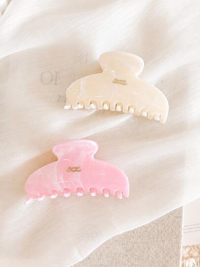 2pcs/1pc Women's Water Ripple Marble Pattern Gold Letter Hair Clips, Exquisite Semi-Circular Ingots Lightweight Combination Hair Clips, Fashionable Back Of Head Shark Hair Clips Hair Accessories, Versatile, Elegant And Minimalist, Suitable For Daily, Casual, Party, Beach, Vacation, Hairstyle Design, Face Washing/Hair Washing, Makeup, Clothing Accessories, Spring Hair Claws, Summer Hair Claws, Autumn Hair Claws, Winter Hair Claws