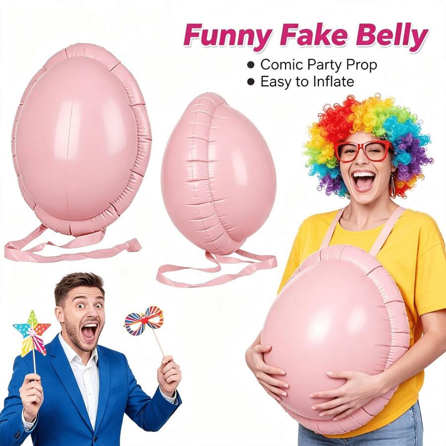 1pc PVC Inflatable Santa Claus Big Belly Cosplay Party Prop Fake Pregnant Belly - A - View 1