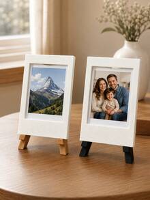 1pc Mini White Easel Photo Frame, Desktop Display Stand With Tripod Base, Instant Photo Style Holder For Desk, Office, Dorm & Classroom Decor, Birthday, Anniversary, Graduation Gift, School Essentials, University Essentials & Autumn Home Decor - Multiple Styles - View 3