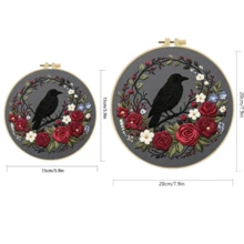 1/3pcs Embroidery Kit 15x15cm/5.9x5.9in - 20x20cm/7.9in Handmade DIY Cross Stitch Set, Gothic Dark Bird Pattern, Suitable For Adult Beginners, Includes Fabric, Instructions, Embroidery Hoop, Needle And Thread, Exquisite Gift, Home/Office Decor - Gothic Crow Design - View 6