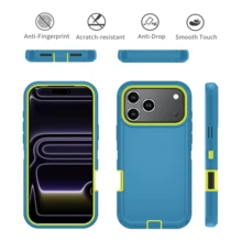 耐用 3 合 1 保護殼，相容 iPhone、Galaxy、HONOR 及其他手機 - 湖藍+綠 - 查看 3