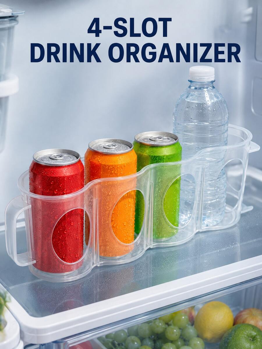 1pc Clear Plastic Beverage Can Storage Box - Stackable Non-Beverage Organizer, Ideal For Soda, Soft Drinks, And Beer Cans; Space-Saving Storage Box For Canned Beverages, Perfect For The Refrigerator, Pantry, And Kitchen Countertops - Multicolor - View 1