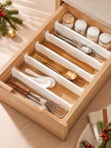 5-In-1 Expandable Drawer Dividers, No-Drill Adjustable Storage Organizer Shelves, Suitable For Home Users And Students, Can Be Used For Kitchen Utensils, Vanity, Wardrobe Storage; Can Freely Divide Bedroom And Dormitory Drawer Space, Back-To-School And Autumn Home Organization Must-Haves - Multicolor - View 5