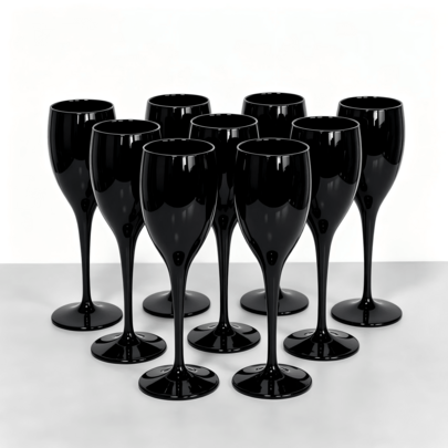 1/6/12pcs Bulk Acrylic Champagne Flutes, 6oz Stemmed Glasses, Suitable For Valentine's Day, Wedding, Bridal Shower, Anniversary, Party (Black).