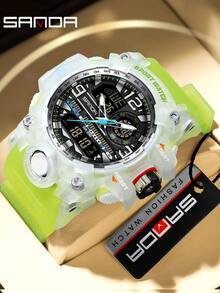 SANDA 3133 Men's Digital Analog Sports Watch 50M Waterproof Multifunction Chronograph Alarm Luminous Silicone Strap Outdoor Watch - One Size - View 15