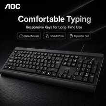 1 buah Keyboard Kantor Berkabel USB AOC KB200, Tipis, 104 Tombol Ukuran Penuh ABS Cokelat, 12 Pintasan Multimedia, 6 Tombol Anti-Ghosting, Kabel PVC 1,5m, Keyboard Ringan dan Senyap untuk PC Laptop Desktop Rumah Sekolah - View 5