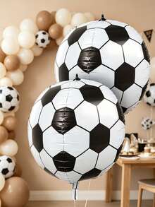 1pc 32/50 Inch 4D Soccer Ball Balloon, Soccer Birthday Party Decoration, Large Metallic Round Sphere Foil Soccer Balloon, Suitable For Sports Theme Birthday Party Decor - View 3