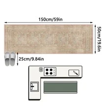 1PC Vintage Distressed Pink Orange Floral Vine Long Runner Rug, French Country Style Faux Cashmere Rectangular Multi-Layer Border Washed Texture Machine Washable Long Mat, Suitable For Living Room, Hallway, Entryway Home Decor - Multicolor - View 12