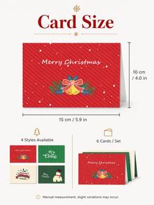 6pcs Merry Christmas Greeting Cards, Exquisite Holiday Party Supplies Holiday Invitation Cards, Included Envelopes And Stickers - Multicolor - View 3