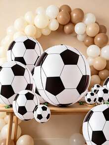 1pc 32/50 Inch 4D Soccer Ball Balloon, Soccer Birthday Party Decoration, Large Metallic Round Sphere Foil Soccer Balloon, Suitable For Sports Theme Birthday Party Decor - View 5